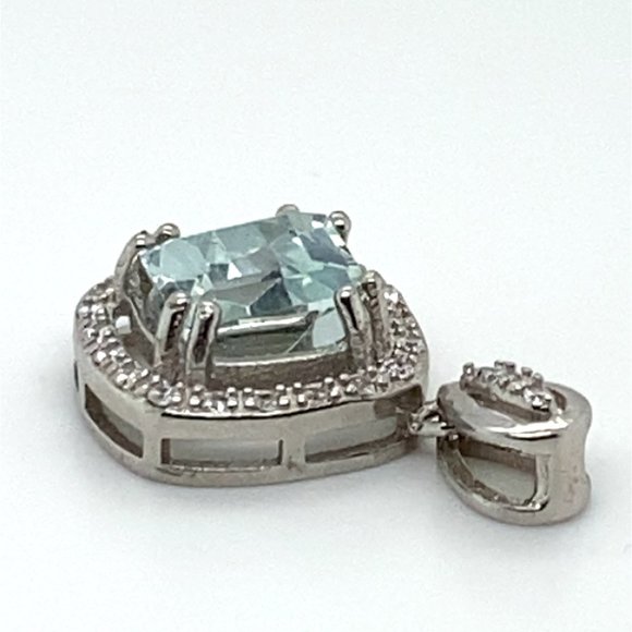 Aquamarine 1.50ct White Gold Solid Silver Pendant - Picture 4 of 7